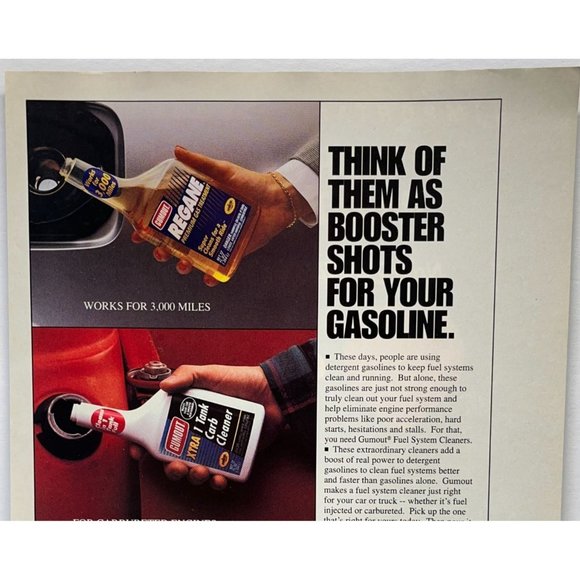 Pennzoil Gumout Engine Additives Print Ad Vintage 1994 Gasoline Booster Shots - Picture 4 of 6